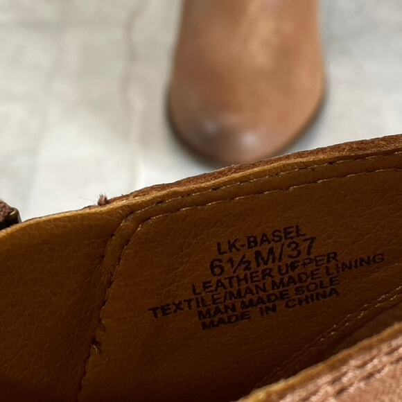 LUCKY BRAND Women's Toffee Barillos Leather Basel Double Side-Zip Block-Heel - Picture 13 of 13